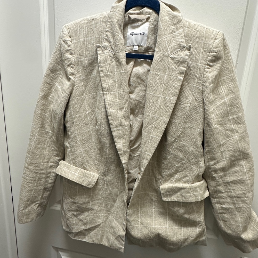 Meraki Light Tan Checkered Blazer